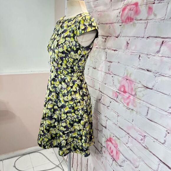J. Crew Women's Cap Sleeve Floral A-Line Dress Yellow Size 0 - Picture 5 of 13